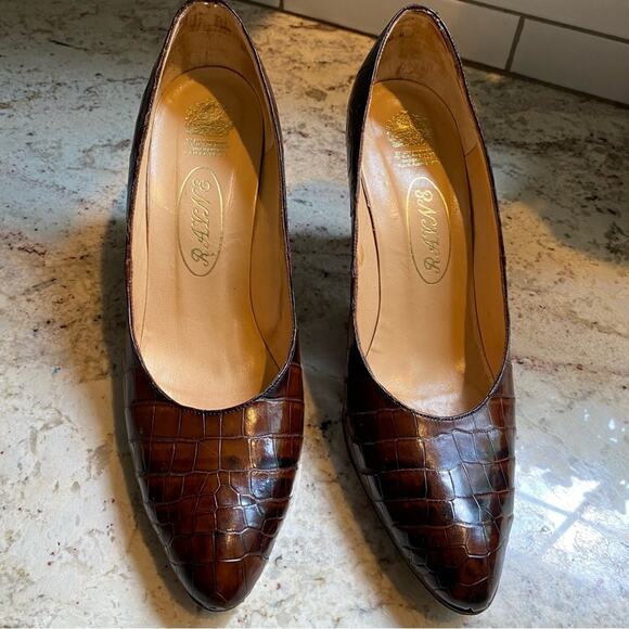 Rayne London $540 Vtg. EVITA Croc Leather Heels sz 9.5 NN (AA) EUC - Picture 3 of 13